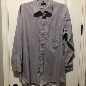 Milani Men’s 17.5 Gray Dress Shirt. Button down the front.